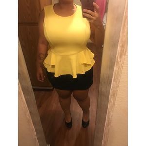 THALIA SODI YELLOW PUPLUM TOP!!! FLATTERING!!!
